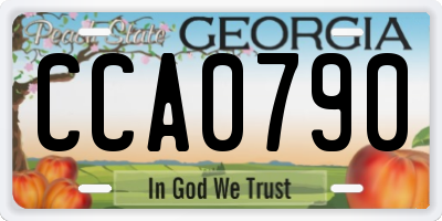 GA license plate CCA0790
