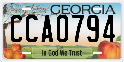 GA license plate CCA0794