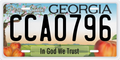 GA license plate CCA0796