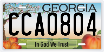 GA license plate CCA0804