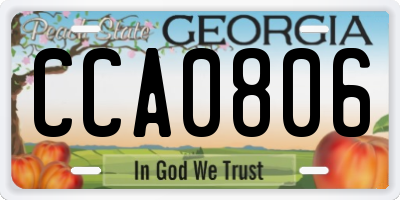 GA license plate CCA0806
