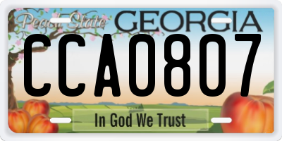 GA license plate CCA0807