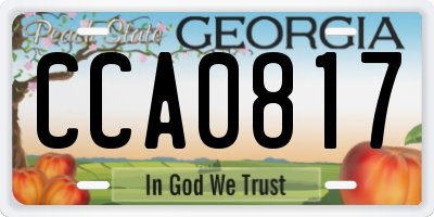 GA license plate CCA0817