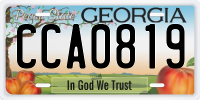 GA license plate CCA0819