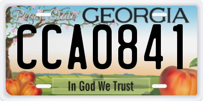 GA license plate CCA0841