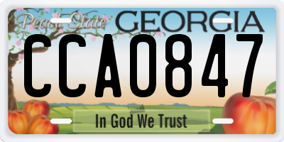 GA license plate CCA0847