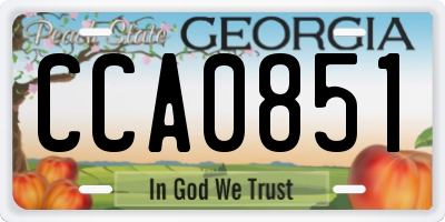 GA license plate CCA0851