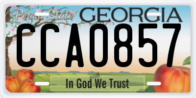 GA license plate CCA0857