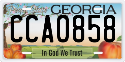 GA license plate CCA0858