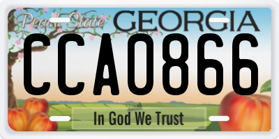 GA license plate CCA0866