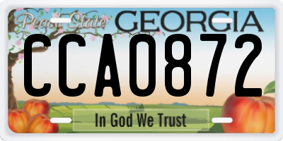 GA license plate CCA0872