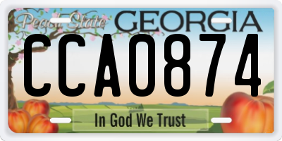 GA license plate CCA0874