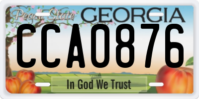 GA license plate CCA0876