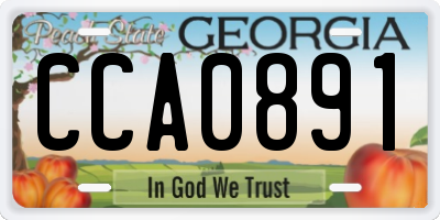 GA license plate CCA0891