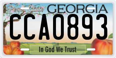 GA license plate CCA0893
