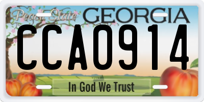 GA license plate CCA0914
