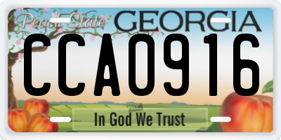 GA license plate CCA0916