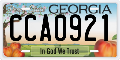 GA license plate CCA0921