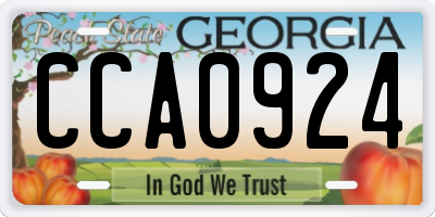 GA license plate CCA0924