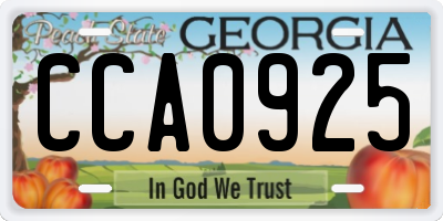 GA license plate CCA0925
