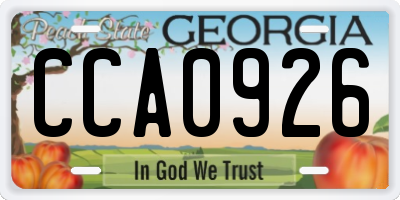 GA license plate CCA0926
