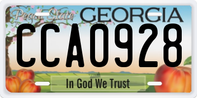 GA license plate CCA0928