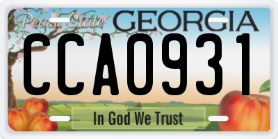GA license plate CCA0931
