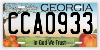 GA license plate CCA0933