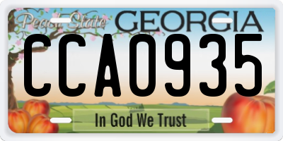 GA license plate CCA0935