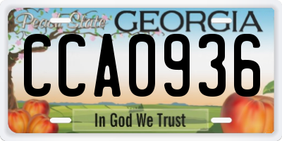 GA license plate CCA0936