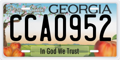 GA license plate CCA0952