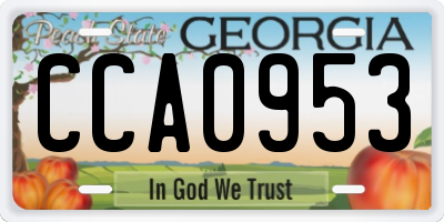 GA license plate CCA0953