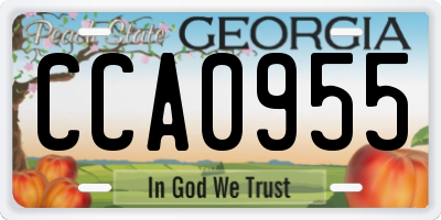 GA license plate CCA0955