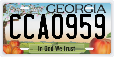 GA license plate CCA0959