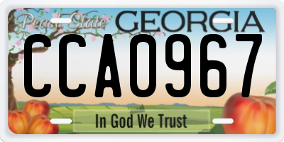GA license plate CCA0967