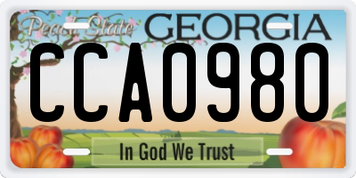 GA license plate CCA0980