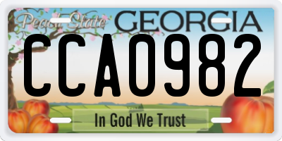 GA license plate CCA0982