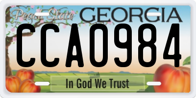 GA license plate CCA0984