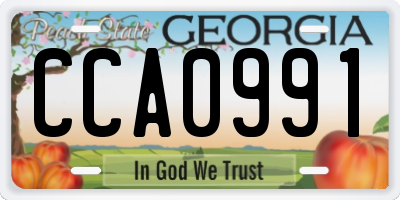 GA license plate CCA0991