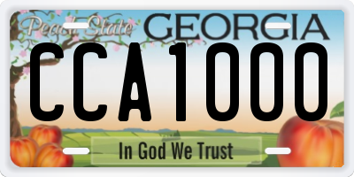 GA license plate CCA1000