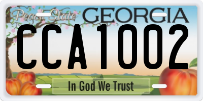 GA license plate CCA1002
