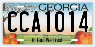 GA license plate CCA1014
