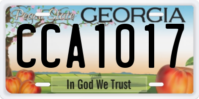 GA license plate CCA1017