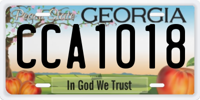 GA license plate CCA1018