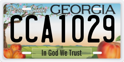 GA license plate CCA1029