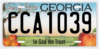 GA license plate CCA1039