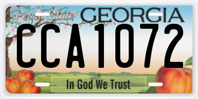 GA license plate CCA1072