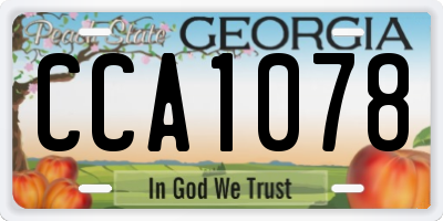 GA license plate CCA1078