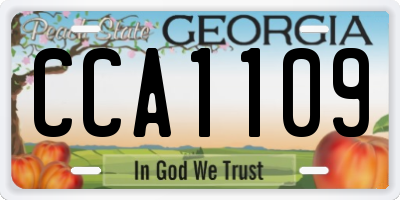 GA license plate CCA1109