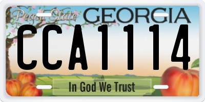 GA license plate CCA1114